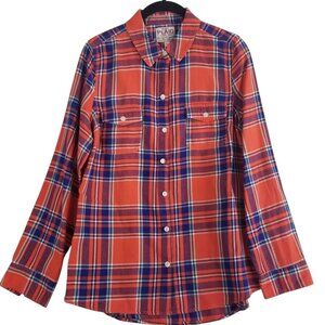 Old Navy Women's Red/Blue Tartan Plaid Cotton Button Down Shirt Sz M
